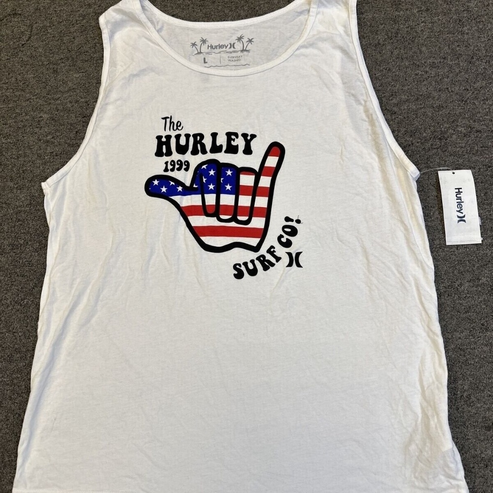 Hurley tank top, unisex size large the Hurley 1999 surf co WHITE